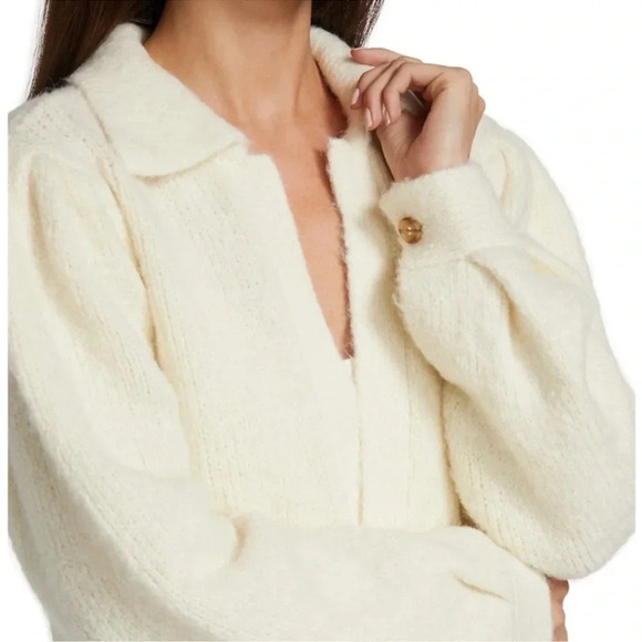 dh NEW YORK Merino Wool Baby Alpaca Cropped Knit Sweater Neutral Casual, Medium - Picture 3 of 16